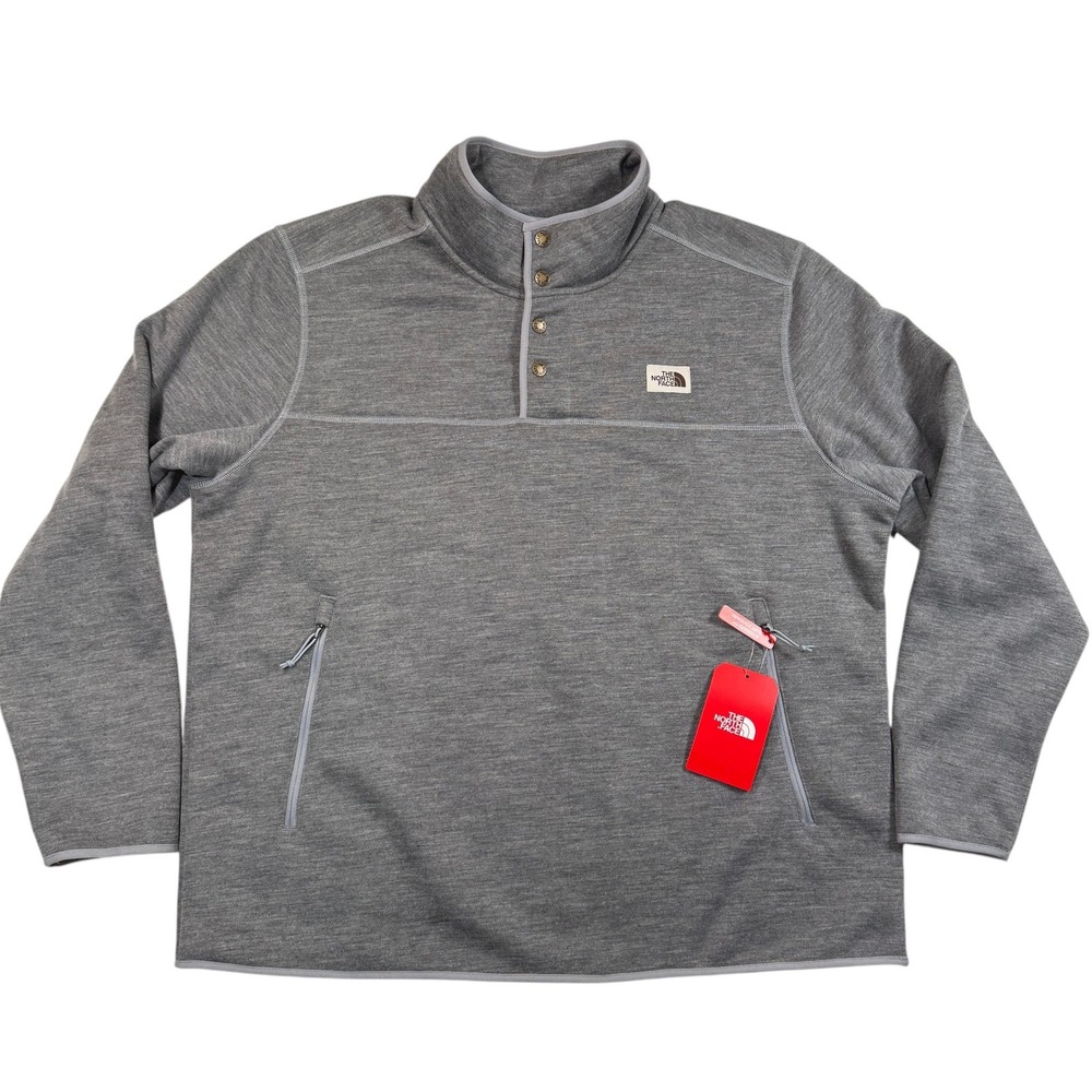 The North Face Mens Sherpa Patrol 1/4 Snap Pullover Grey Wool Blend XXL NWT New